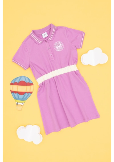 U.S. Polo Assn. Kız Çocuk Fuşya Polo Yaka Kısa Kol A-Form Örme Elbise 50306260-VR023