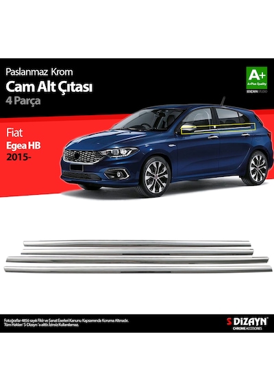 S-dizayn Fiat Egea Hb Krom Cam Çıtası 4 Prç. 2015-2020