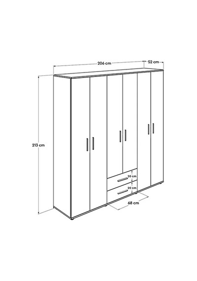 Yeni White 6 Kapı Gardırop 52x206x213 Beyaz Yeni White 6 Kapı Gardırop 52x206x213 Beyaz