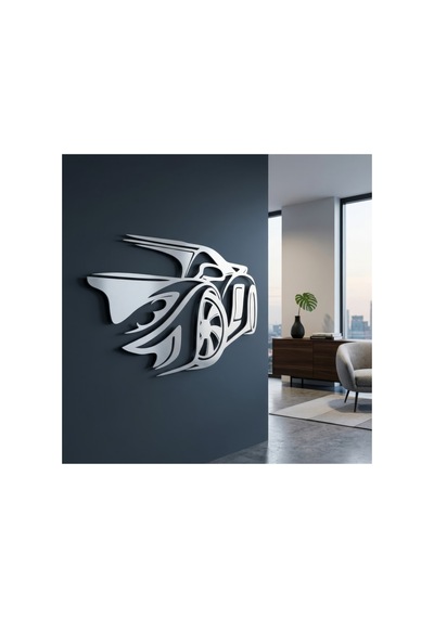 Spor Araba Silüeti Metal Duvar Tablosu - Metal Duvar Sanatı - Kırmızı - 21 X 30 Cm