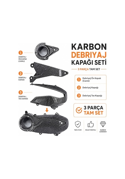 Ph-678 Honda Pcx 2021-2026 Uyumlu Camlı Debriyaj Kapağı Seti Karbon