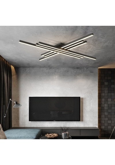 Siyah Led Tavan Lambası 3000K Sarı  Işık Avize Modern Aydınlatma