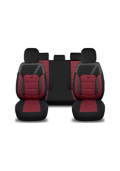 Minderland K1 - Audi Rs Q3 İle Uyumlu Koltuk Kılıfı, Tam Takım/bordo-siyah