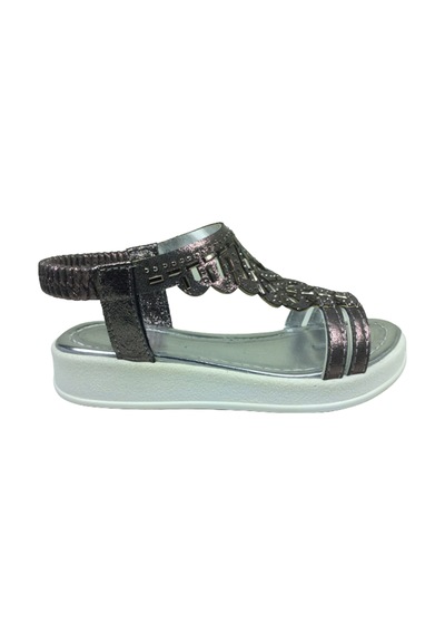 Ortopedikal Grafen Filet Kız Çocuk Sandalet Platin Taşlı Topuklu Platin