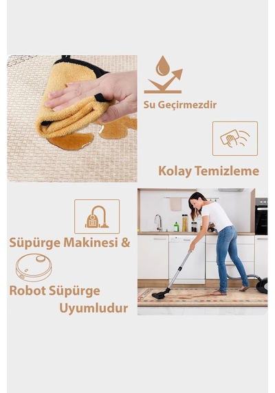 Valerine Life Hello Summer Mutfak Matı Halısı Yıkanır Kaymaz Taban Sıvı Geçirmez Tezgah Önü Paspas Yeşil