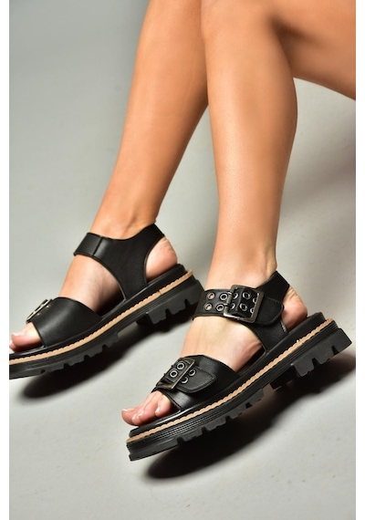 Fox Shoes S996074009 Siyah Kadın Sandalet Siyah