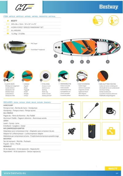 Hydro-force 65377 Breeze Panorama Pencereli Şişme Sup-sörf Seti