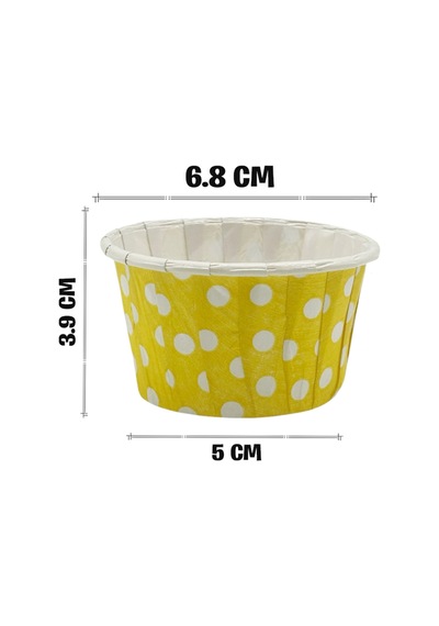 Sarı Puantiyeli Muffin Kek Kapsülü 50li - V Kağıt Sarı Diğer