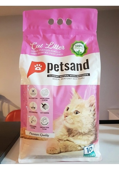 Petsand Premium Bebek Pudrası Kokulu Bentonit Kedi Kumu 10 L