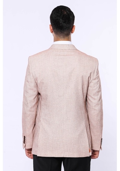 Wessi Kendinden Desenli Açık Sarı Slim Fit Ceket Sarı