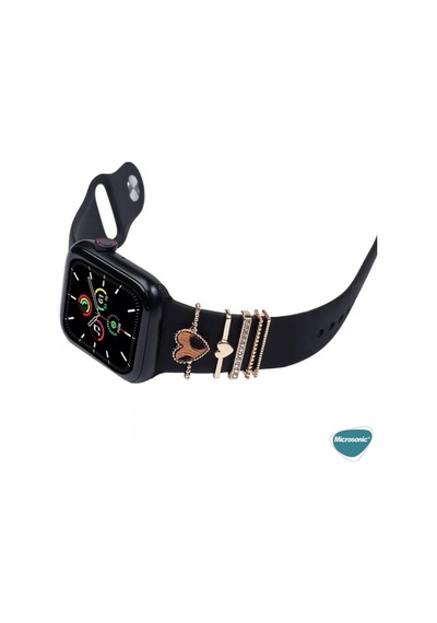 Apple Watch 8 45mm Kordon Süsü Charm İnci Kalp Rose Gold Diğer