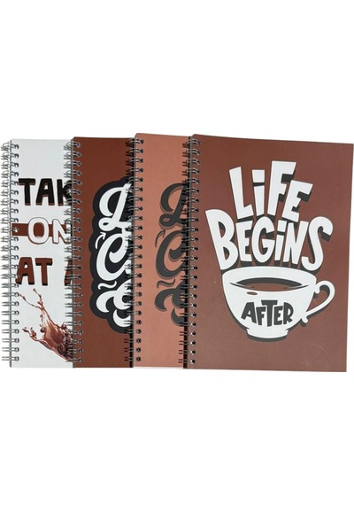 A5 Spiralli Coffee Defter 40 Yaprak 4'lü Tamamı Çizgisiz