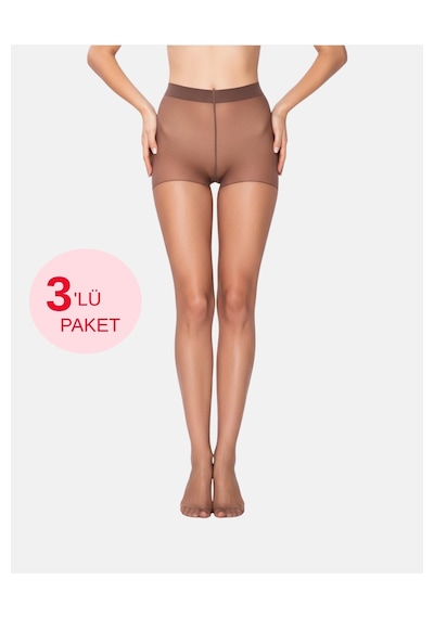 Alya Underwear Kadın Külotlu Çorap, Parlak İnce, 15 Denye, Fit, 3'lü Paket, Mürdüm Mürdüm 67