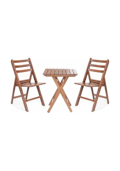 Albatros Katlanır Ahşap Bahçe Balkon Seti: 60x60 Masa+2 Sandalye
