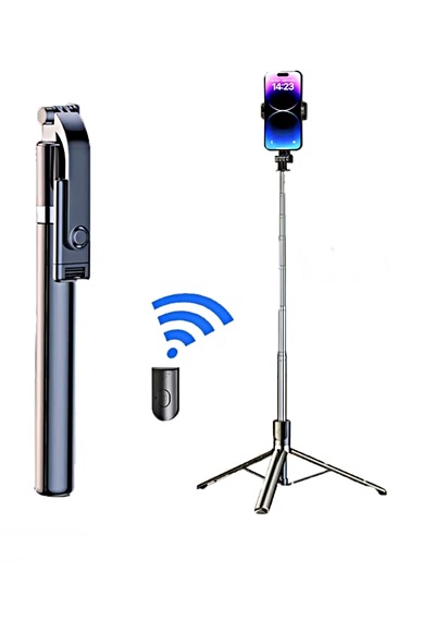 R1s-l 3in1 Bluetooth Kumandalı 170cm Tripod Işıklı Selfie Çubuğu