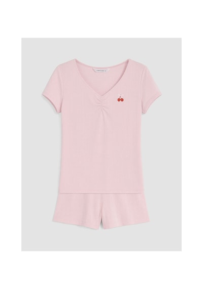 Lcw Young Pembe Kiraz Baskılı Kadın Şortlu Pijama Takımı