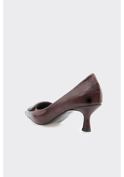 Derinet Kısa Topuklu Kadın Stiletto Bordo Bordo