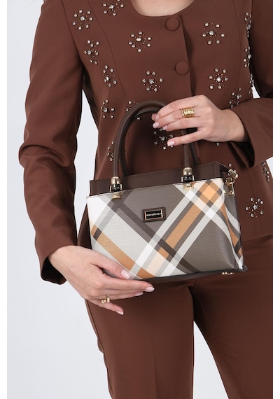 Silver Polo Sp826 Kadın El Çantası Ekose Haki-kahve