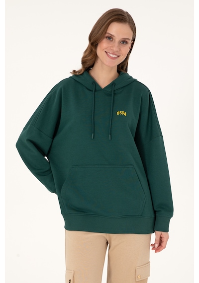 U.S. Polo Assn. Kadın Koyu Yeşil Kapüşonlu Basic Sweatshirt 50297324-VR079