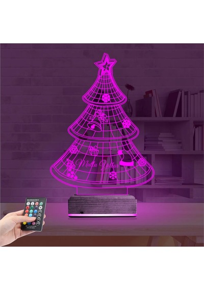 Luvivia Yılbaşı Ağacı Mutlu Yıllar 3d Lamba - Masa Gece Lambası Diğer