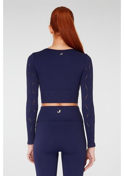Jerf Naples Uzun Kol Crop Top Econyl Lacivert