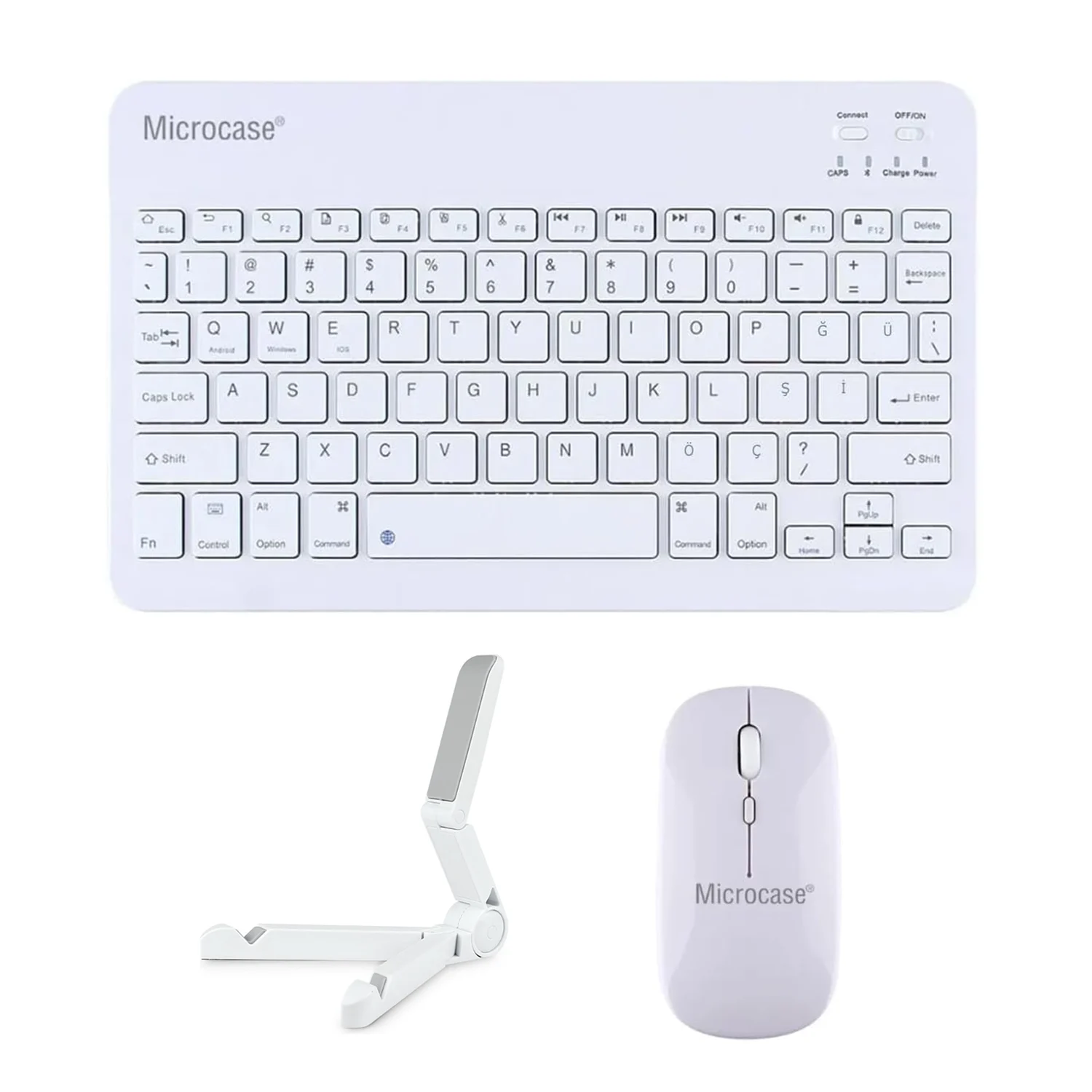 Microcase Oneplus Pad 4 13.2 İnch İle Uyumlu Türkçe Bluetooth Klavye+mouse+tablet Standı Beyaz Al5166 Diğer