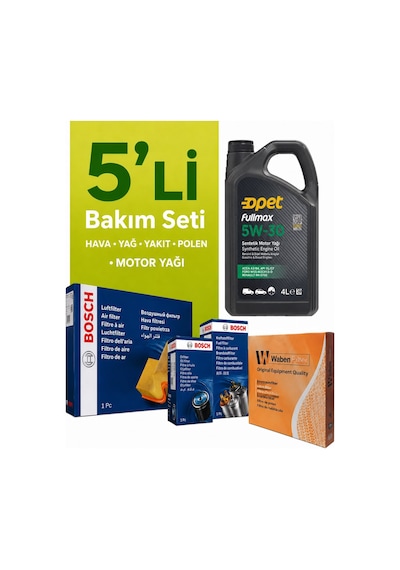 Bosch Citroen C3 1.6 Dizel Filtre Bakım Seti-opet 5w30 4lt 2016-2022 5 Li