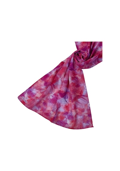 Mim Eşarp Valino Vual Twill Fular 45x110 Cm - Yaprak Desenli, Hafif Ve Nefes Alabilir Şal Pembe - Mor