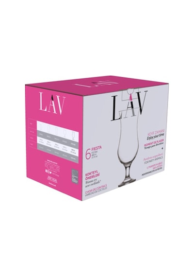Lav Fiesta Cam Kokteyl Bardağı 6'lı 460 ml (Meşrubat/Smoothie /Milkshake/Soğuk Kahve Bardağı )