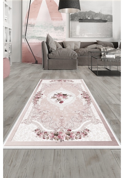 West Home Dijital Baskı Yıkanabilir Kaymaz Taban Salon Halısı Mutfak Halısı Yolluk Ve Banyo Paspası Wh 031 Rose
