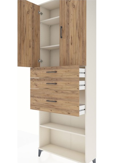 Arges Dolap 4 Raflı 3 Çekmeceli 2 Kapaklı 88x30x243 Aytaşı-çam Aytaşı