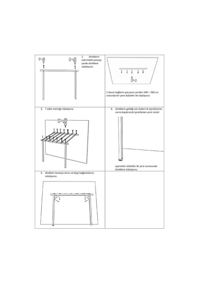Ahşap Sundurma Çardak Gölgelik Bahçe Pergola Tente