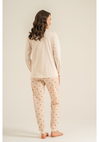 Rolypoly Anne Kız Lovely Bear Krem Uzun Kol Pijama Takım Rp3916-a-v1 Rp3916-a-v1
