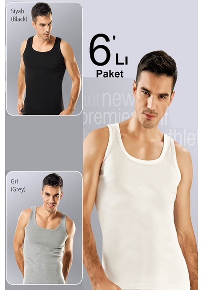 6'lı Paket Erkek Atlet Karışık Renk