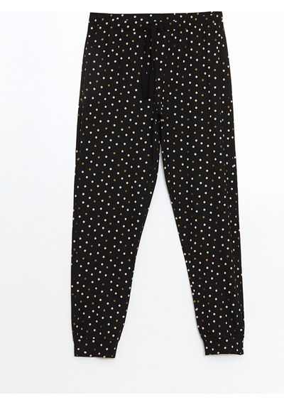 Lcw Dream Siyah Beli Lastikli Puantiyeli Kadın Jogger Pijama Alt