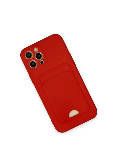Lb Apple iPhone Uyumlu 12 Pro Max Kılıf Kartvizitli Silikon - Kırmızı
