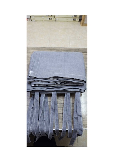 Düz Tek Renk Kornişli Su Geçirmez Rüzgâr Dayanımlı Pilesiz Balkon Perdesi Gri
