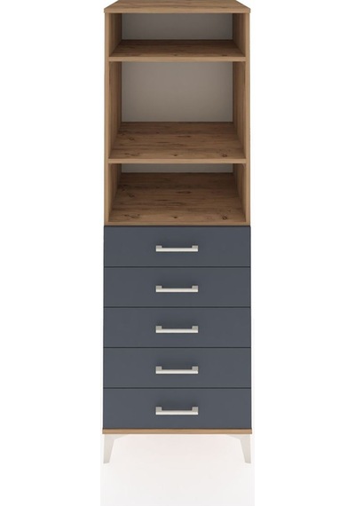 Kronos Dolap 3 Raflı 5 Çekmeceli 60x59x182 Çam-antrasit Çam
