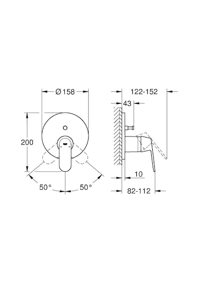 Grohe Eurosmart Cosmo 24045000 2 Çıkışlı Divertörlü Ankastre Banyo Duş Bataryası Krom Gri