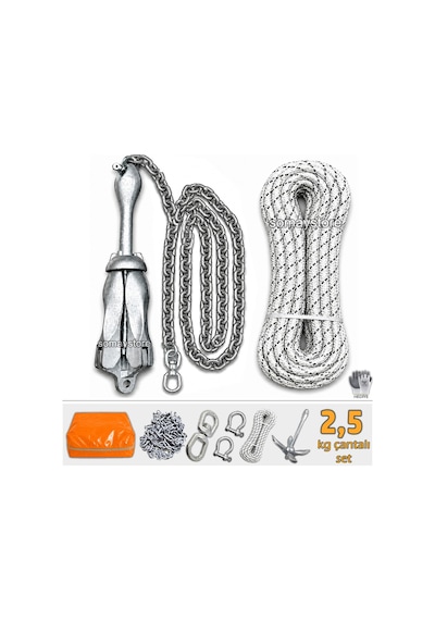 Goldsea Marine Tekne Ve Şişme Bot Için Hazır Çapa Seti Çantalı 2.5 Kg