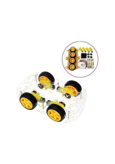 Arduino 4wd Robot Araba Platform Kiti Şeffaf - Eğitim Ve Hobi Amaçlı Stem Robotik Projeler İçin