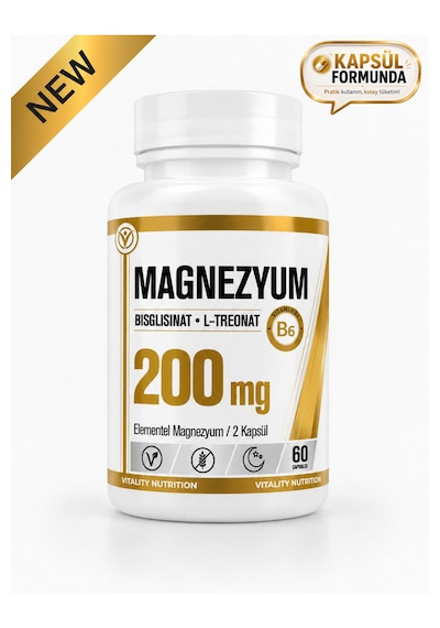 Vitality Nutrition Magnezyum 60 Kapsül Bisglisinat + L-treonat + Vitamin B6
