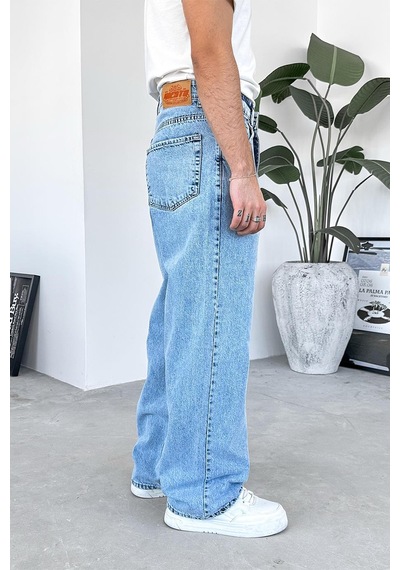 Buz Mavi Soft Degrade Basic Ekstra Bol Pantolon Buz Mavi