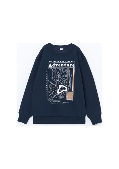 LC Waikiki Lcw Kids Lacivert Bisiklet Yaka Erkek Çocuk Sweatshirt New Navy