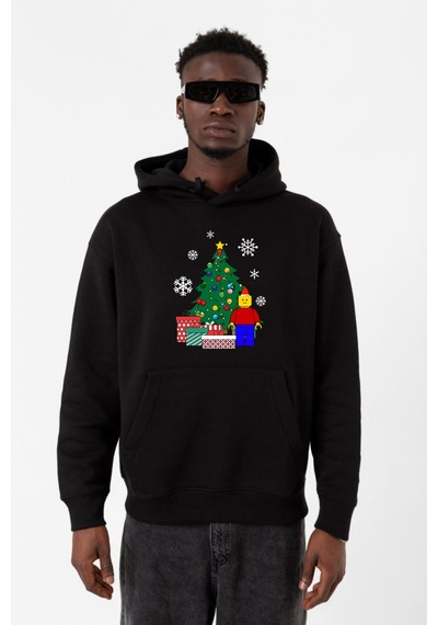 Lego Man Christmas Siyah Erkek 3ip Kapşonlu Sweatshirt 001