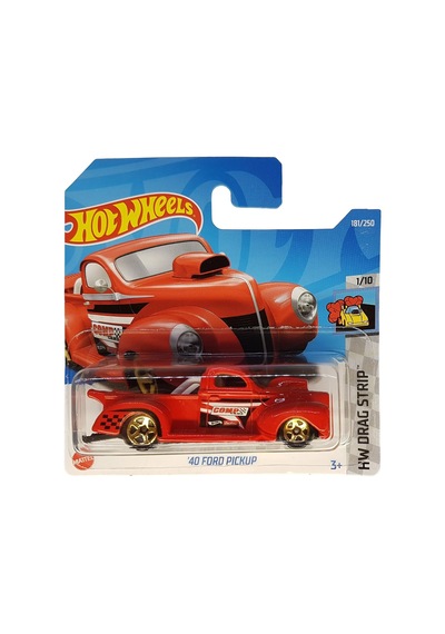 40 Ford Pickup - Hw Drag Strip 1/10 - Hcx61 - Short Card - Edelbrock - Kırmızı - Mattel 2022