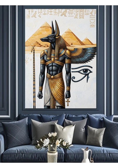 Ahşap Tablo Antik Mısır Tanrısı Anubis