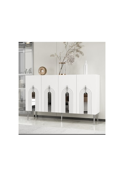 Garden 120 Cm Konsol Tv Sehpası Çok Amaçlı Dolap Beyaz-gümüş Beyaz-gümüş