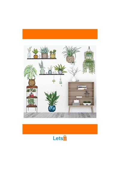 Tropikal Bitkiler Duvar Stickerı 90x35 Cm Pvc 9 Adet Çok Renkli