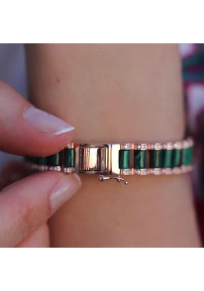 Peridot Taşlı Rose Gold Kaplama Gümüş Bileklik Gümüş